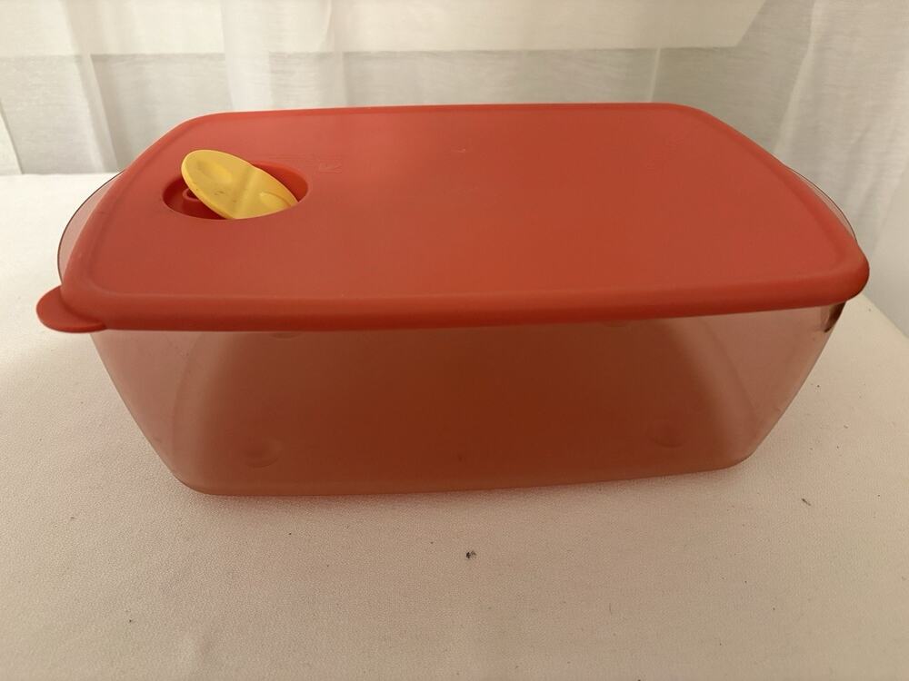 Tupperware Microwave Vent N Serve Rectangular Large Deep 3380A-2 Red Lid Bottom